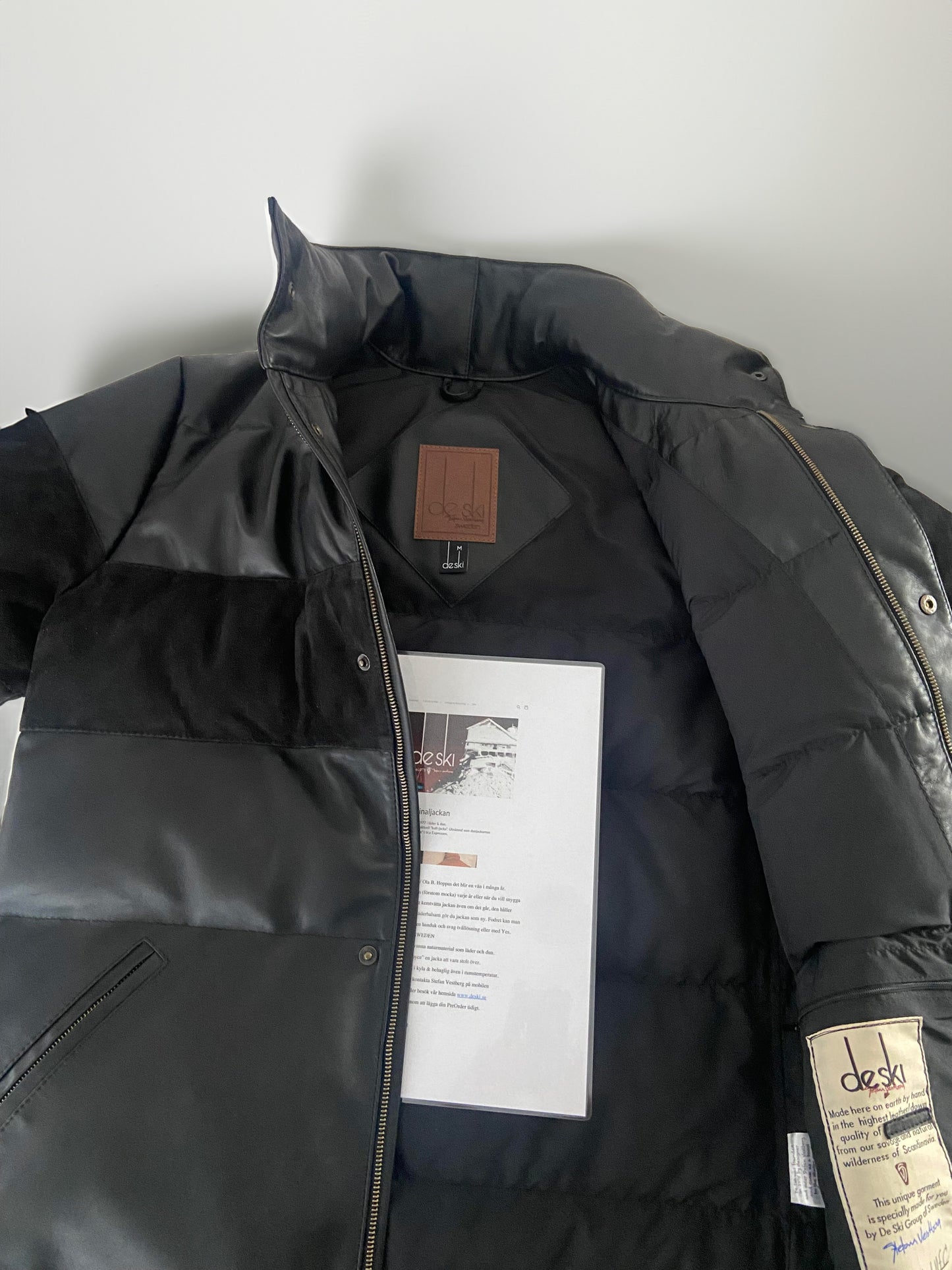 Originaljacka i läder/dun - Svart / Jamaica Brown