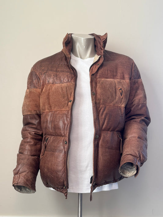 Originaljacka i läder/dun - Old Brown