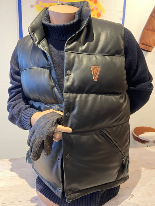 Originalväst i läder/dun - Svart