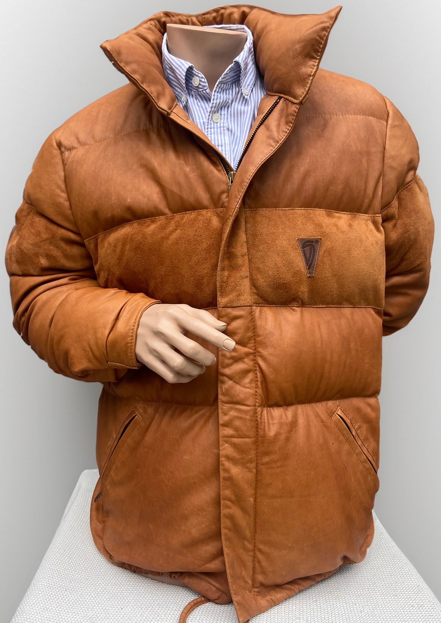 Originaljacka i läder/dun - Svart / Jamaica Brown