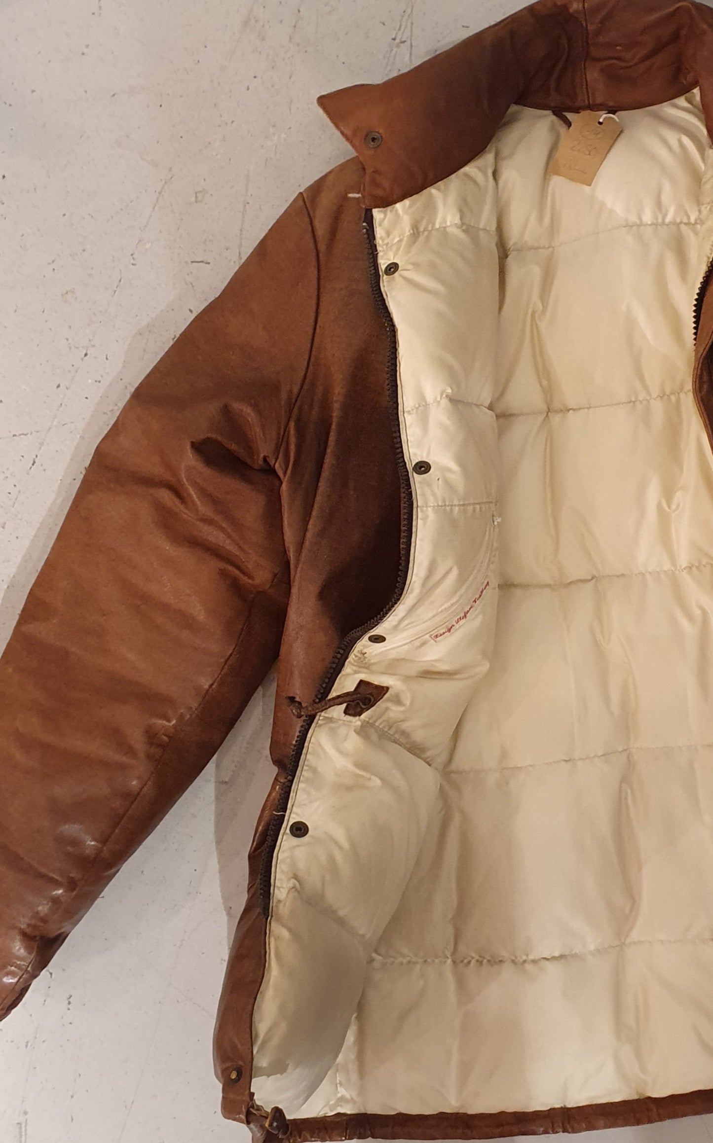 Rock-Jacka Old/Brown läder/dun (stl XL)