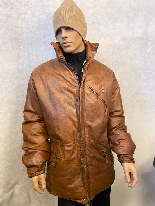 Rock-Jacka Old/Brown läder/dun (stl XL)