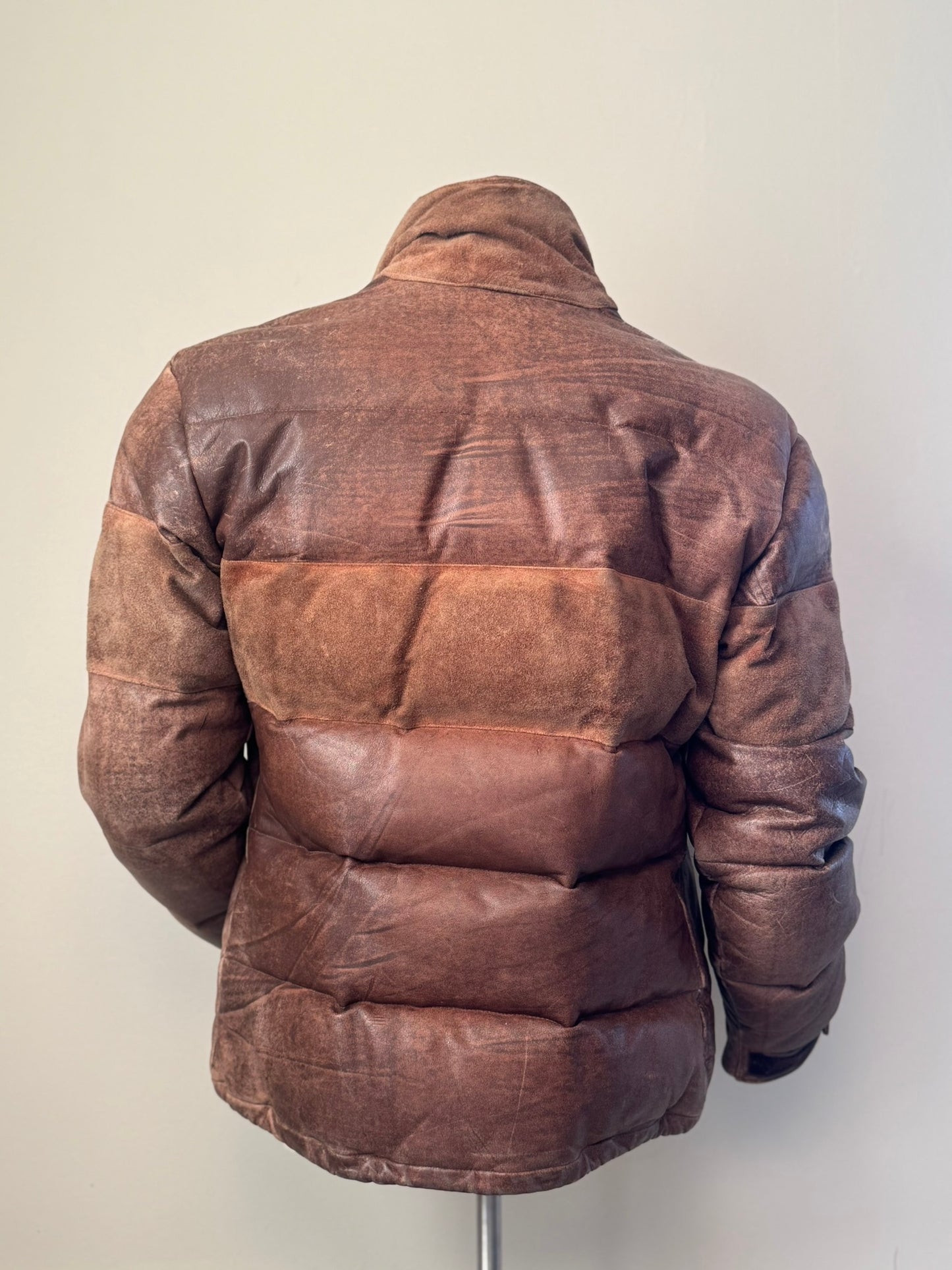 Originaljacka i läder/dun - Old Brown