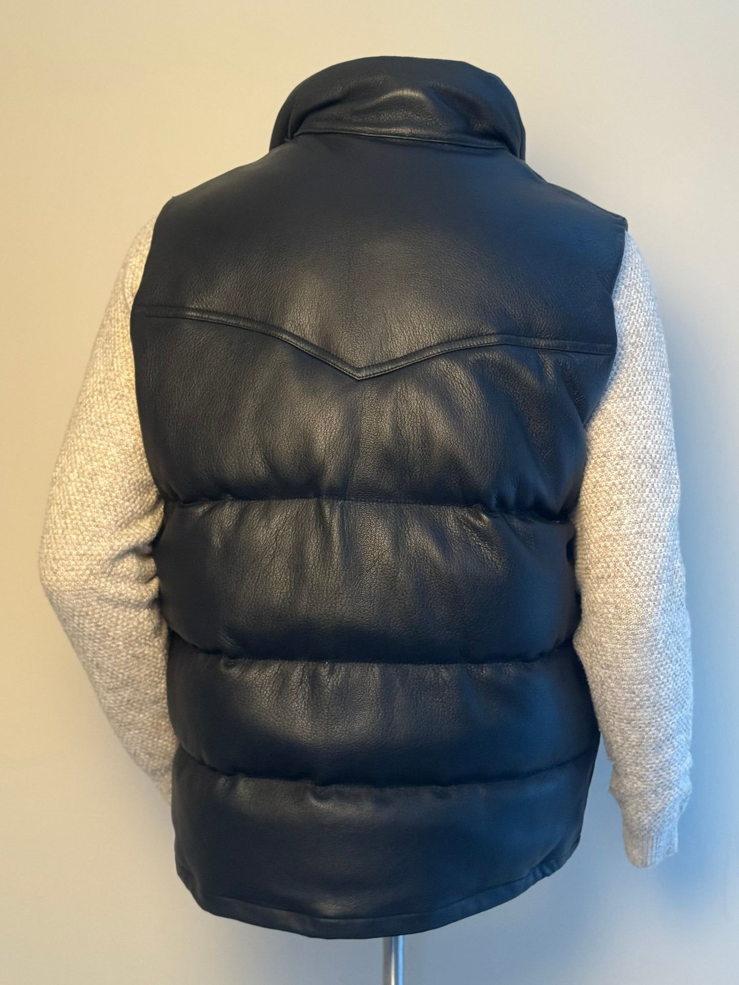 Cowboy-Väst i Läder & Dun - Svart